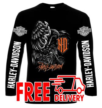 Harley Davidson, Eagle, men's long sleeve t-shirt, 100% cotton, S to 5XL